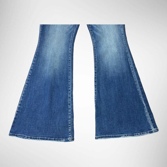 KanCan Jeans Womens 32 (36x34) Blue Super Flare High Rise Whiskered Stretch - Picture 10 of 14